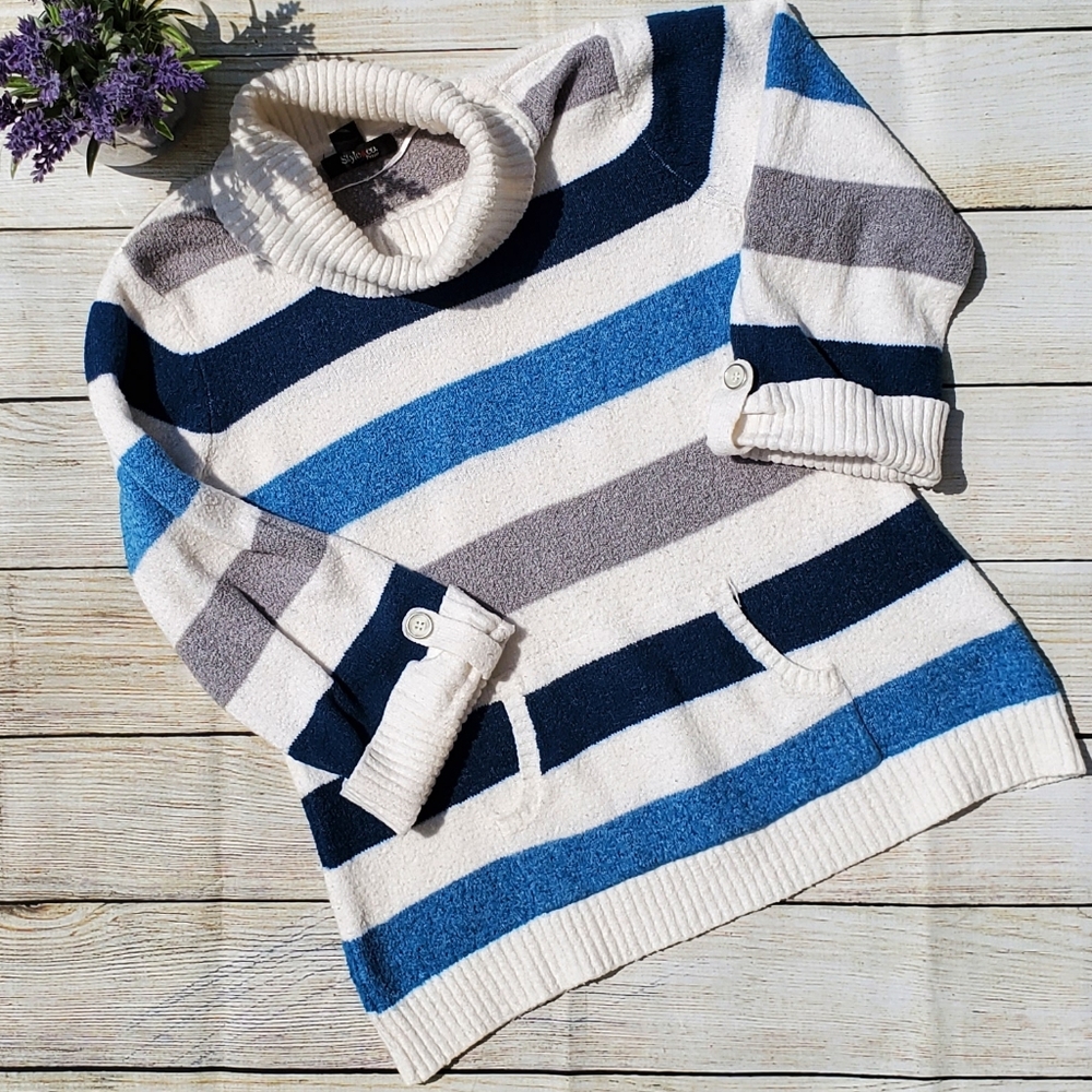 Striped Cowl Neck sweater